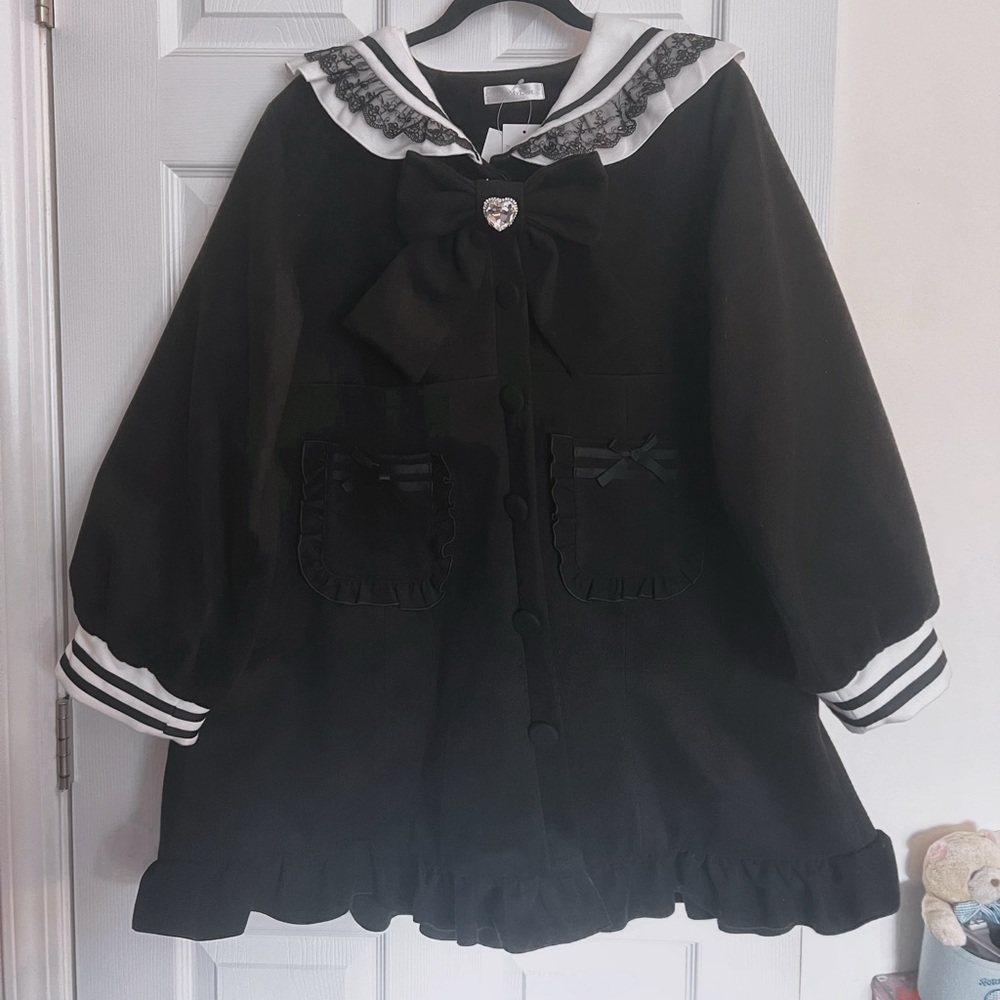 DearMyLove Jirai kei Ryosan Kawaii Harajuku Ribbon Coat w Sailor Collar 3L